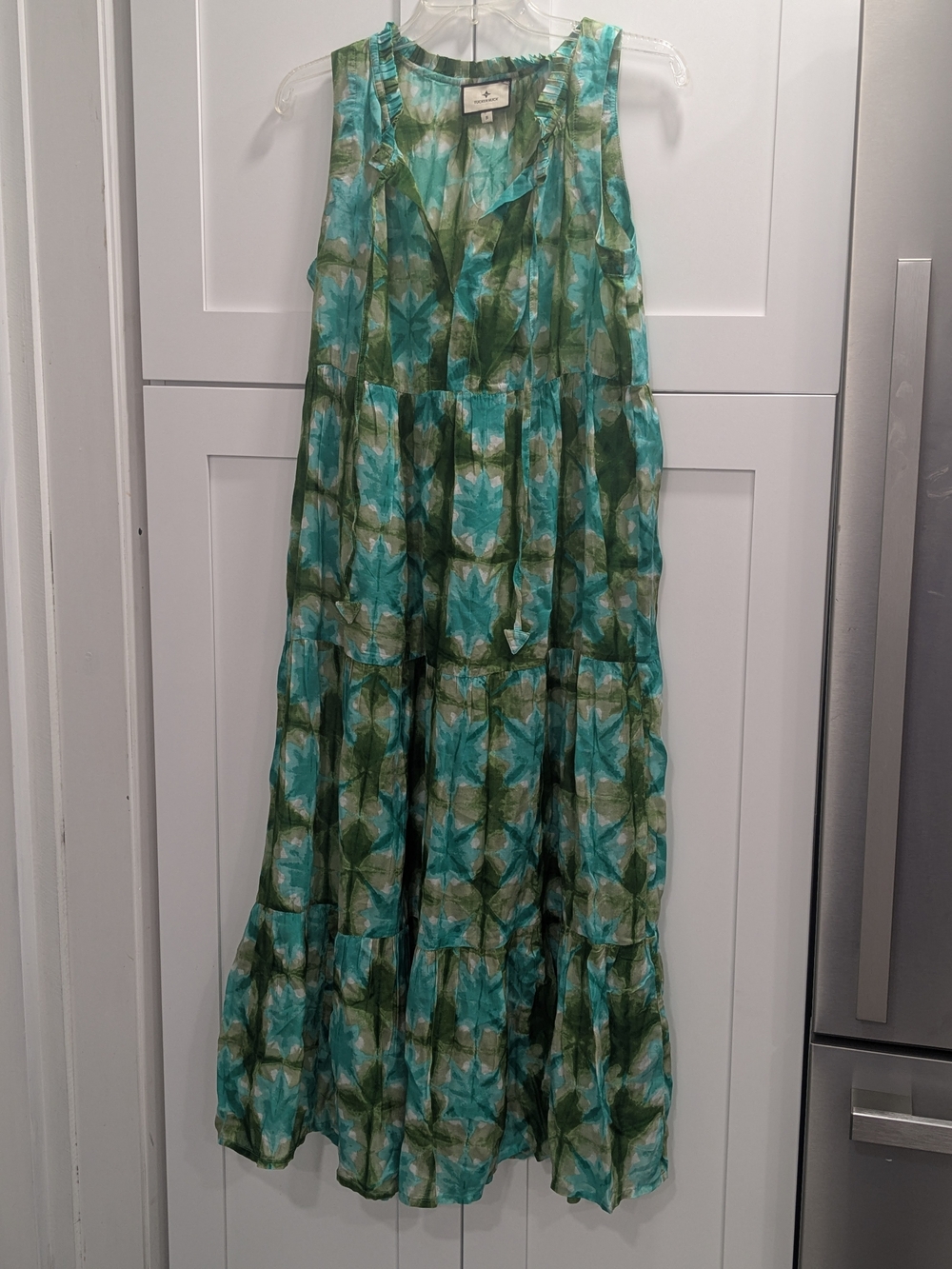 Tuckernuck Teal & Green Floral Tiered Maxi Skirt